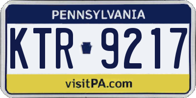 PA license plate KTR9217