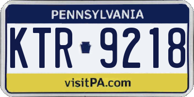 PA license plate KTR9218