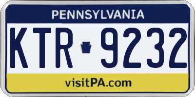 PA license plate KTR9232