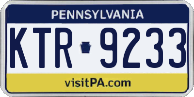 PA license plate KTR9233