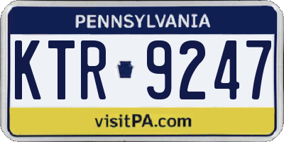 PA license plate KTR9247