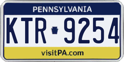 PA license plate KTR9254
