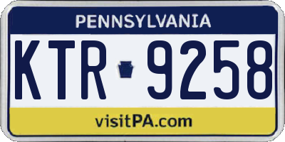 PA license plate KTR9258
