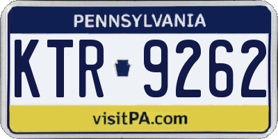 PA license plate KTR9262