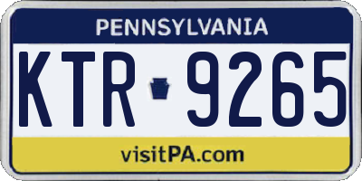 PA license plate KTR9265