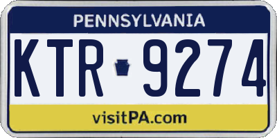 PA license plate KTR9274