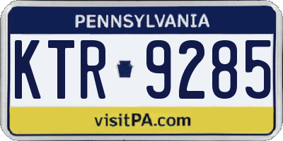 PA license plate KTR9285