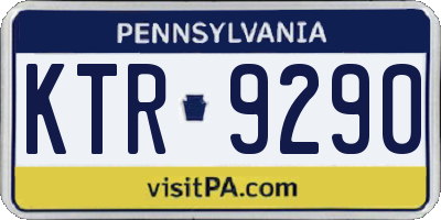 PA license plate KTR9290