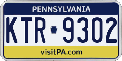 PA license plate KTR9302
