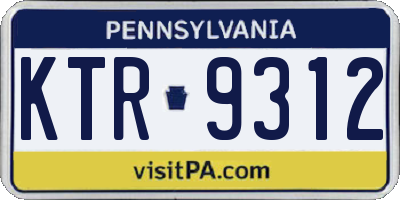 PA license plate KTR9312