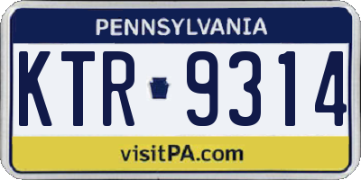 PA license plate KTR9314