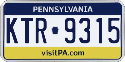 PA license plate KTR9315