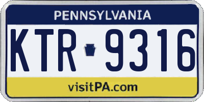 PA license plate KTR9316