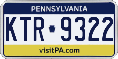 PA license plate KTR9322