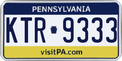 PA license plate KTR9333