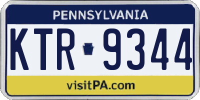 PA license plate KTR9344