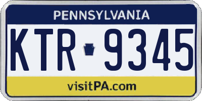 PA license plate KTR9345