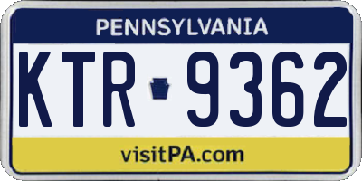 PA license plate KTR9362