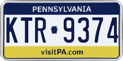 PA license plate KTR9374