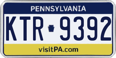 PA license plate KTR9392