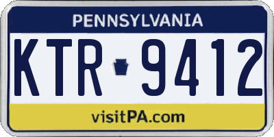PA license plate KTR9412