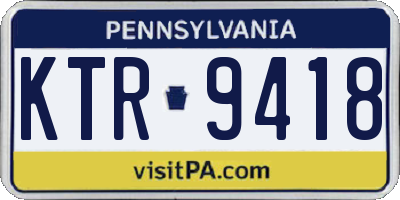 PA license plate KTR9418
