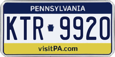 PA license plate KTR9920