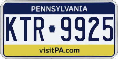 PA license plate KTR9925