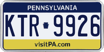 PA license plate KTR9926