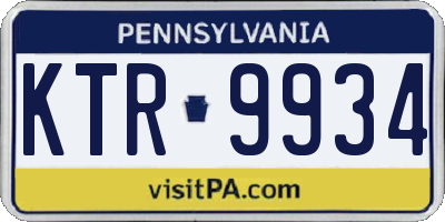 PA license plate KTR9934