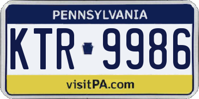 PA license plate KTR9986