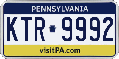 PA license plate KTR9992