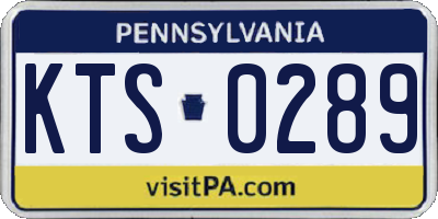 PA license plate KTS0289