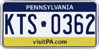 PA license plate KTS0362