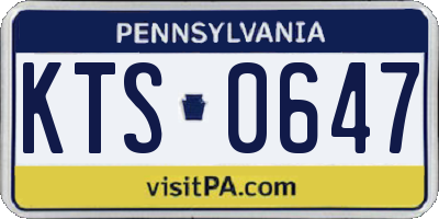 PA license plate KTS0647