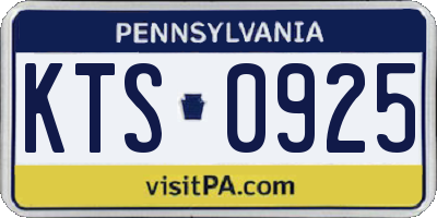 PA license plate KTS0925