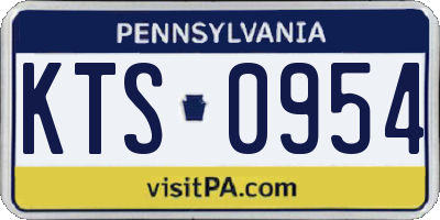 PA license plate KTS0954