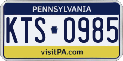 PA license plate KTS0985