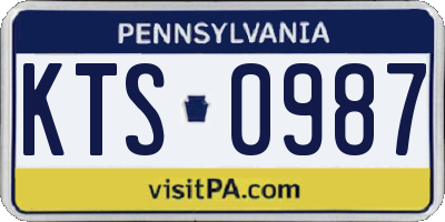 PA license plate KTS0987