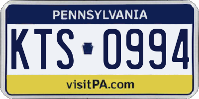 PA license plate KTS0994