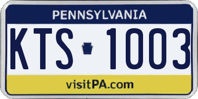 PA license plate KTS1003