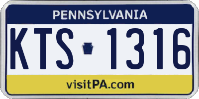 PA license plate KTS1316