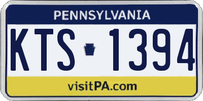 PA license plate KTS1394