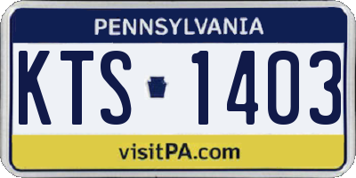 PA license plate KTS1403