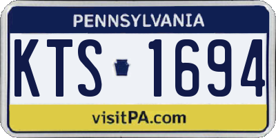 PA license plate KTS1694