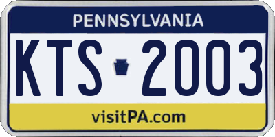 PA license plate KTS2003