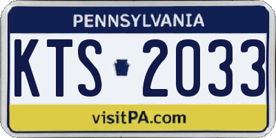 PA license plate KTS2033