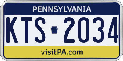 PA license plate KTS2034