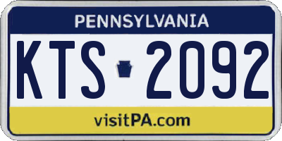 PA license plate KTS2092