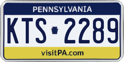 PA license plate KTS2289